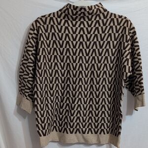 Chic Geometric Patterned Turtleneck Sweater
